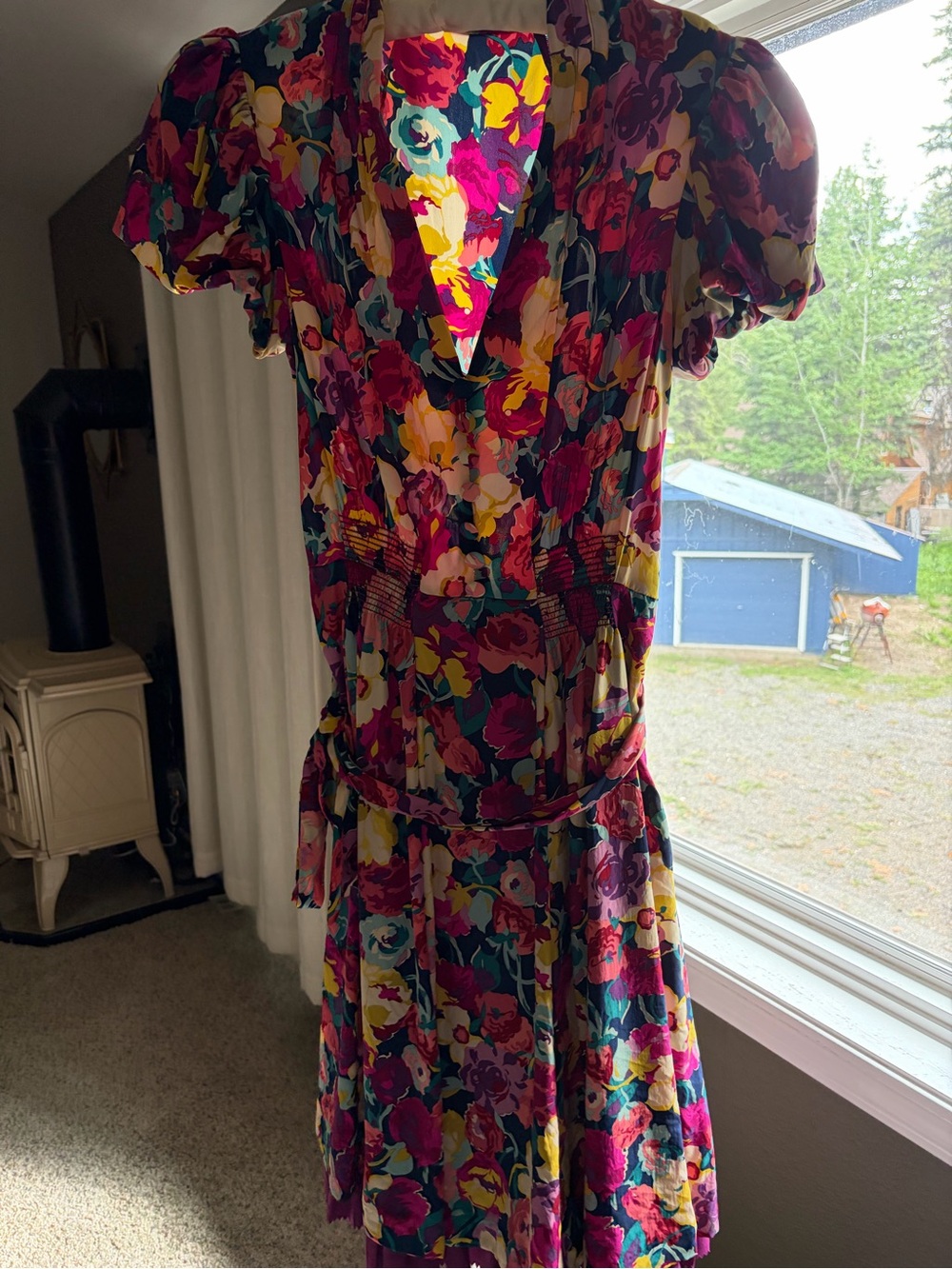 Betsey Johnson Multicolor Floral V-Neck Midi Dress